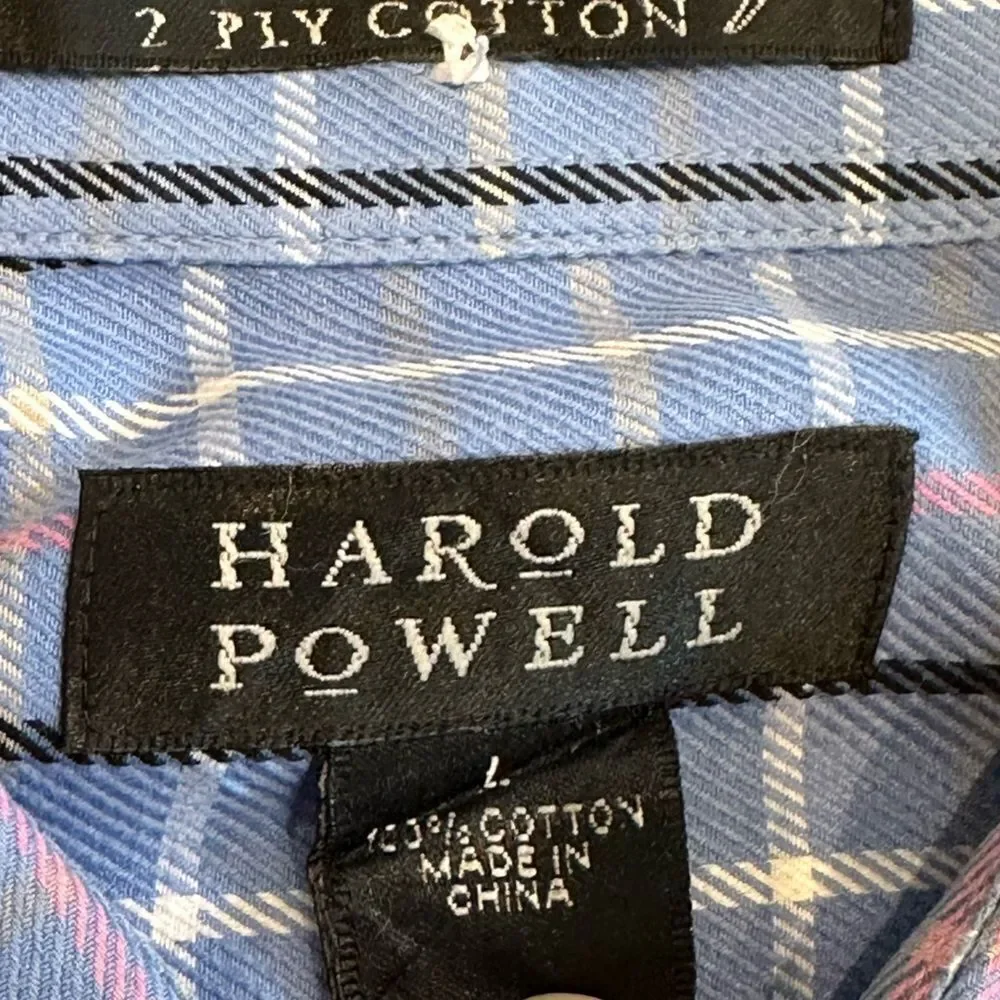 Harold Powell Long Sleeve Blue Check Dress Shirt